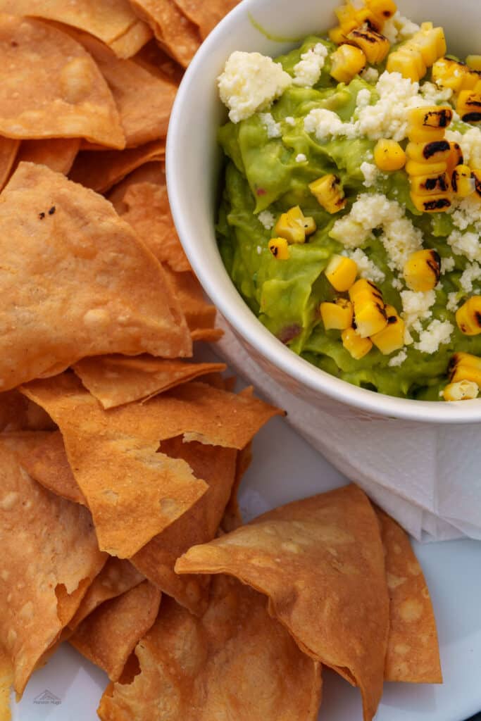 this a tasty guacamole and chips from a abr in antigua