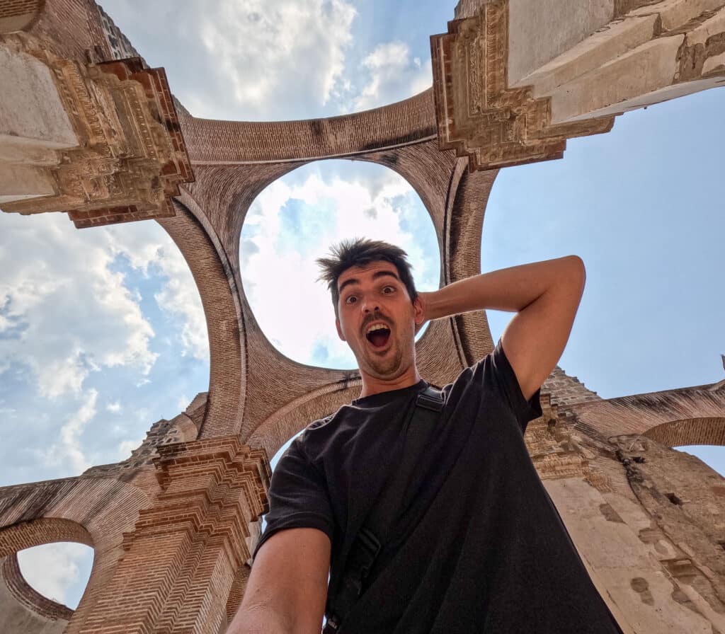Me (horizon Hugo) under a church ruins in Antigua