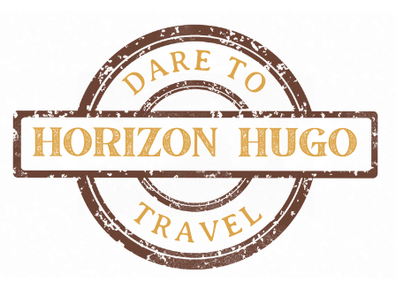 A brand graphic of Horizon Hugo that says Dare to Travel