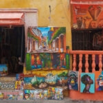 tipical house in cartagena selling paintings