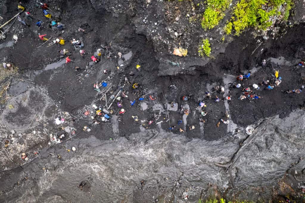 Aerial view of an open mine at muzo emerald mines lokks like