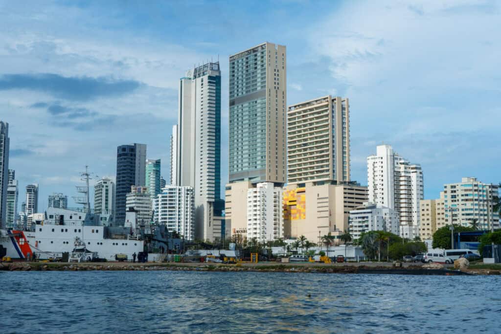 Modern district of Cartagena, view from the sea