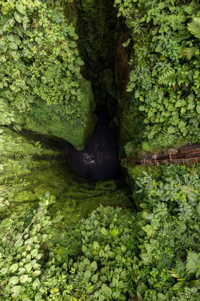 aerial view of the caverna de la tronera or corazon del mundo