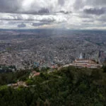 Aerial view of Bogota with montserrat church on the first plan