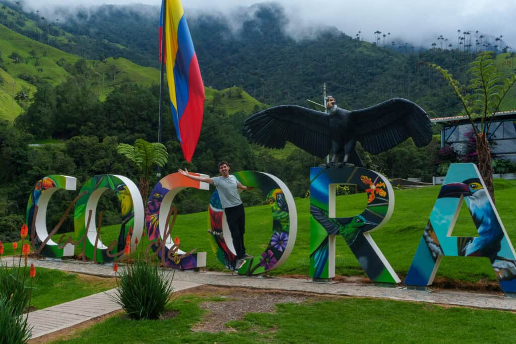 Big Cocora Letters at the start of the trail at the Cocora Valley in Salento, Colombia