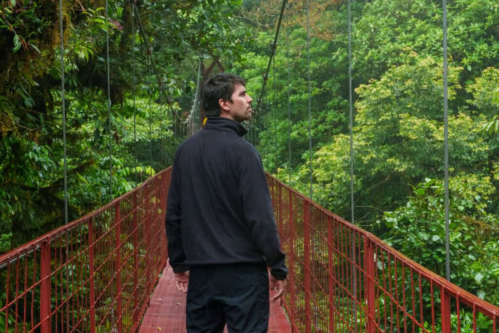 Me on a hanging bridge in monteverde natural reserve park