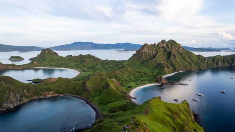 Aerial view of Padar Island during the sunrise, during the komodo boat tour of 3 days