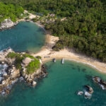 Aerial view of the Cabo San Juan Famous place in Tayronna Park, Colombia