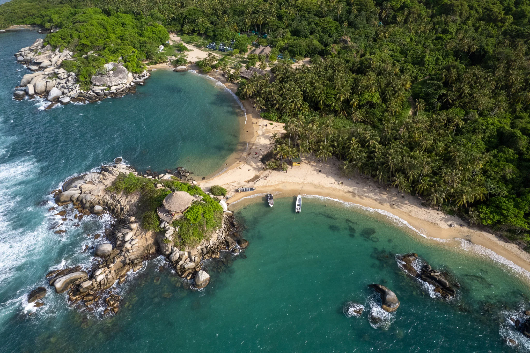 Aerial view of the Cabo San Juan Famous place in Tayronna Park, Colombia