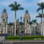 Main square with the basilic Cathedral of Lima in the background