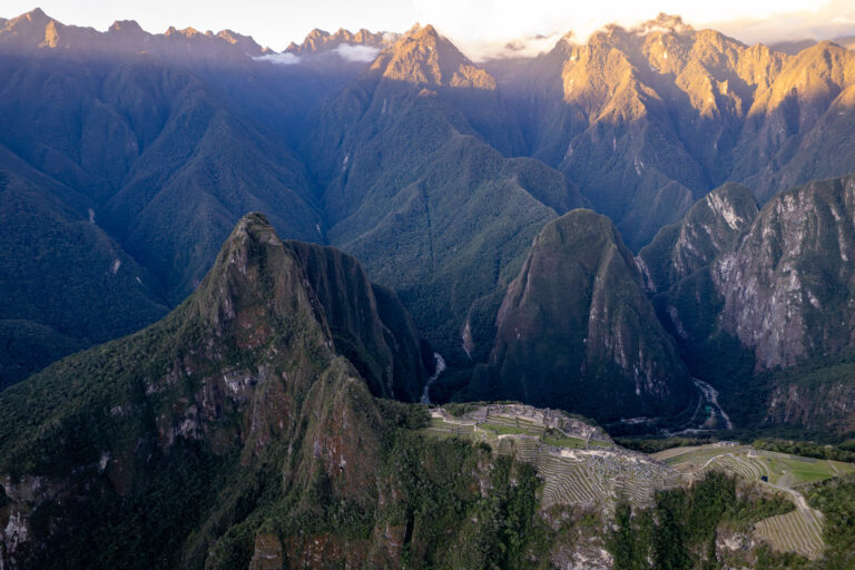 Aerial view of Machu Picchu Archeological Site, Peru