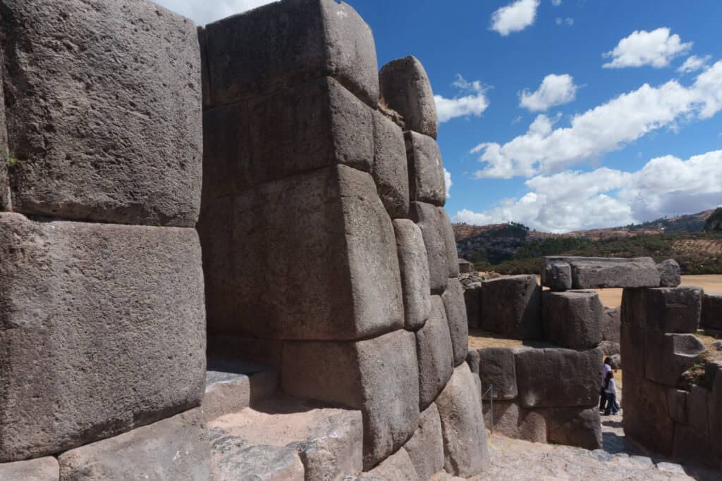 Close up of the big rocks forming walls at Sacsayhuamán archeological site just above Cusco City