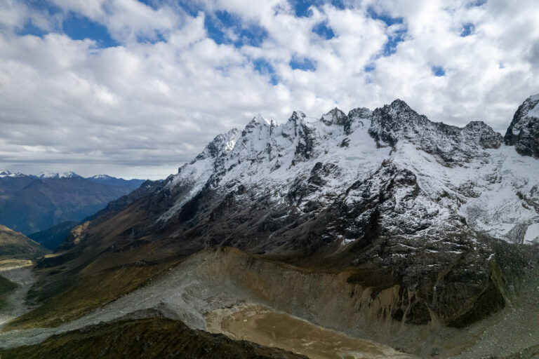 Aerial view of the Salkantay Mountain and the valley next to it