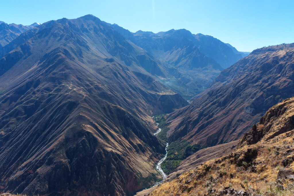 the Colca canyon view from the top where you can see the impressive dimensions of it