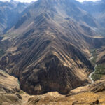 Aerial view of the Colca canyon after an hour of trek from cabanconde to Llahuar village.