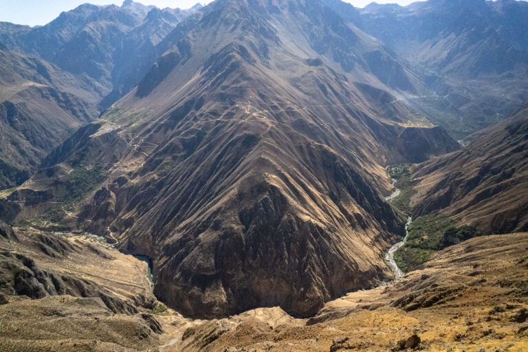 Aerial view of the Colca canyon after an hour of trek from cabanconde to Llahuar village.