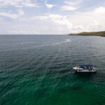aerial view of Cartagena Divers boat and the site where we dive.