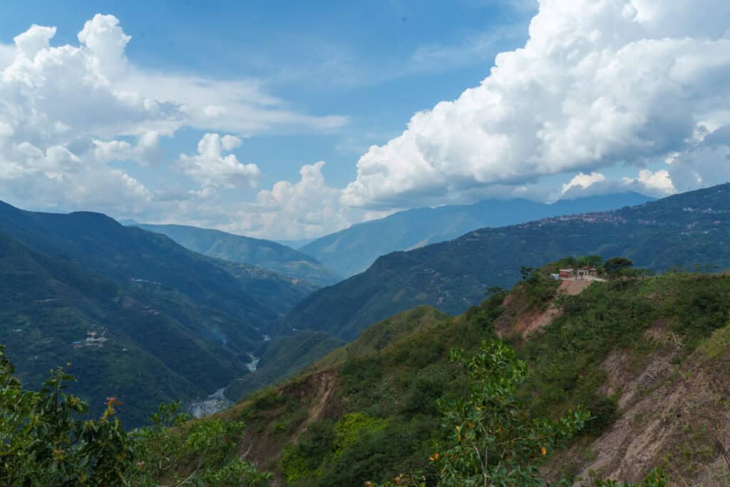 Yungas valle with Coroico city
