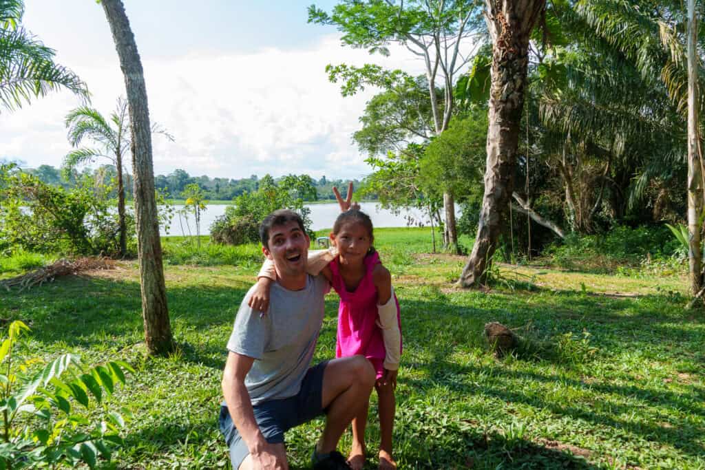 Me (Horizon Hugo) and angie a girl from Warnes village near Riberalta , Bolivia, visiting Sustainable Bolivia site