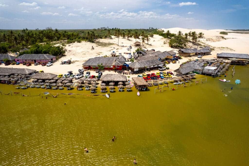 Restaurants around the lagoon on the west side of Jericoacoara when doing the quad tour. you can eat here, relax in a hammoc and more.