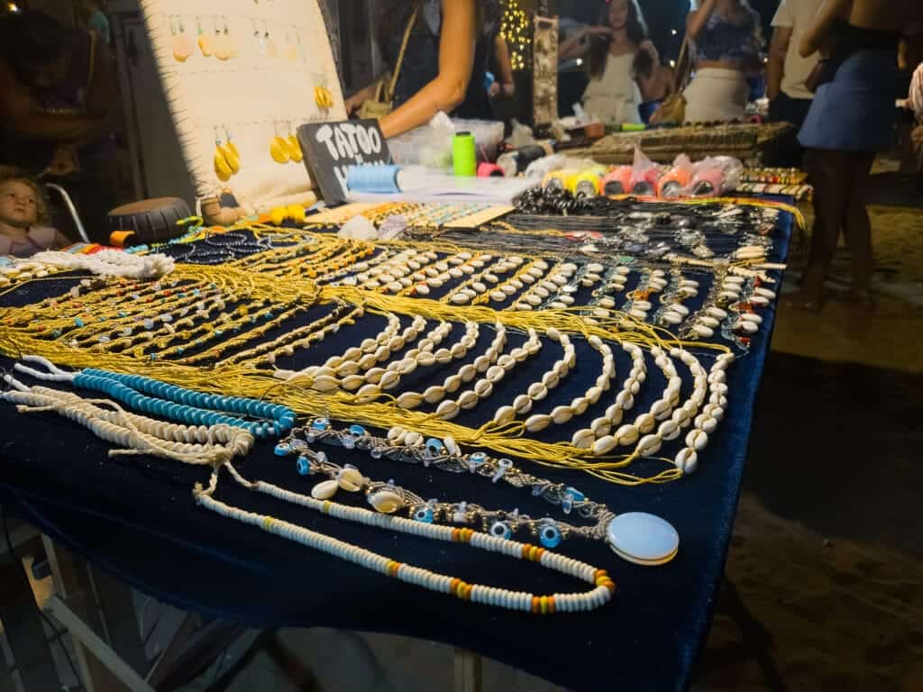 artisanal market at night in Jericoacoara Brazil.