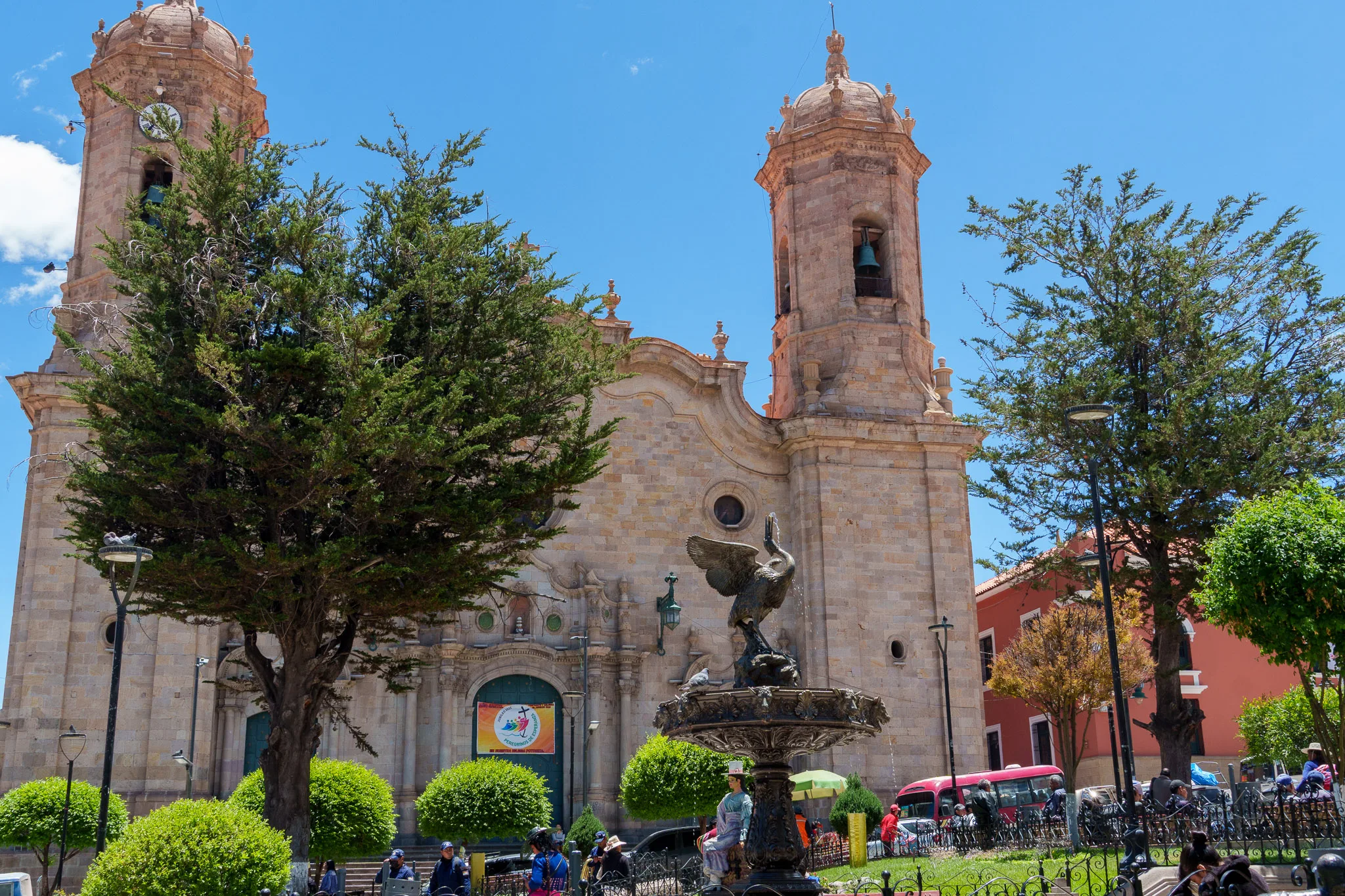 park and main church of Potosi, Bolivia.