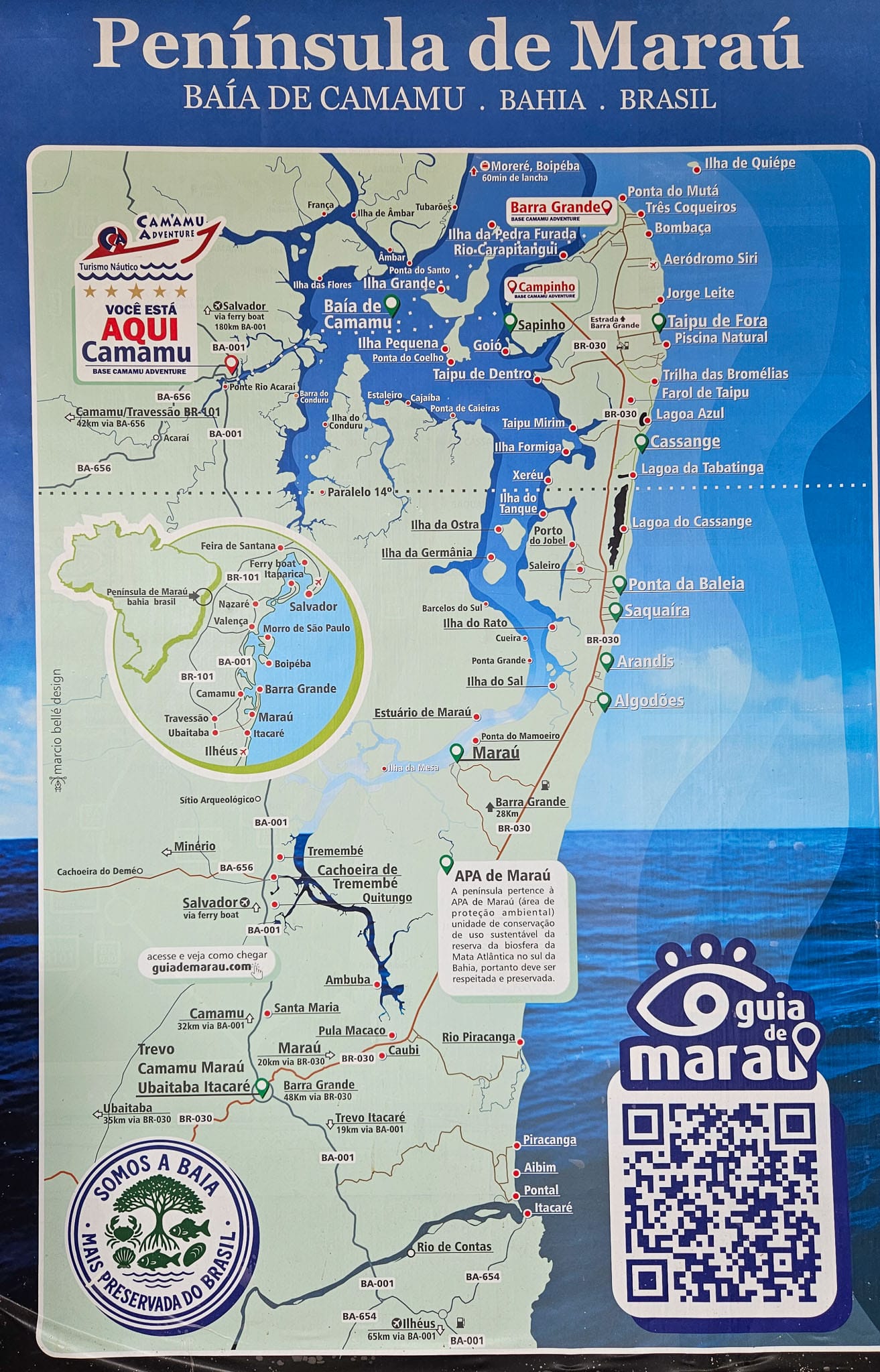 Map of the Peninsula of Marau. we can see the main cities and roads