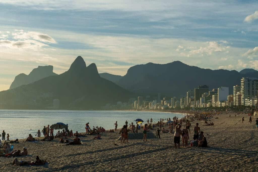 Ipanema beach during the morning. there are still few peole compared to the afternoon. Rio de janeiro Brazil.