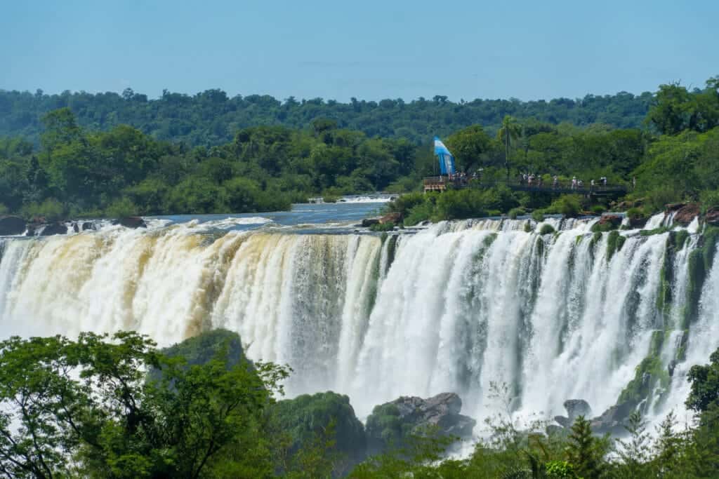 Devil's throat viewpoint with the argentina flag waving