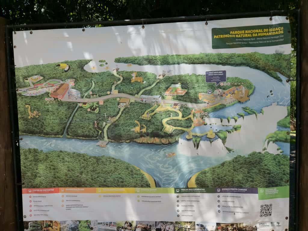 map of the National park of Iguazu on Brazilian side
