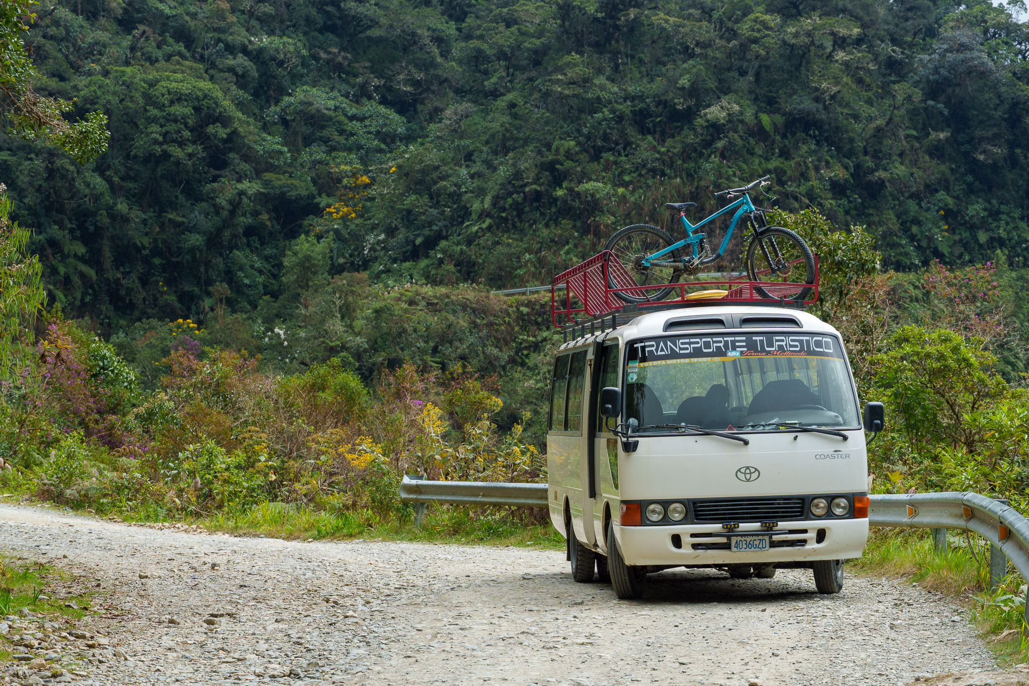 Our van that brought us to the begining of the Death Road is following us all along the Death Road in case of any emergency.