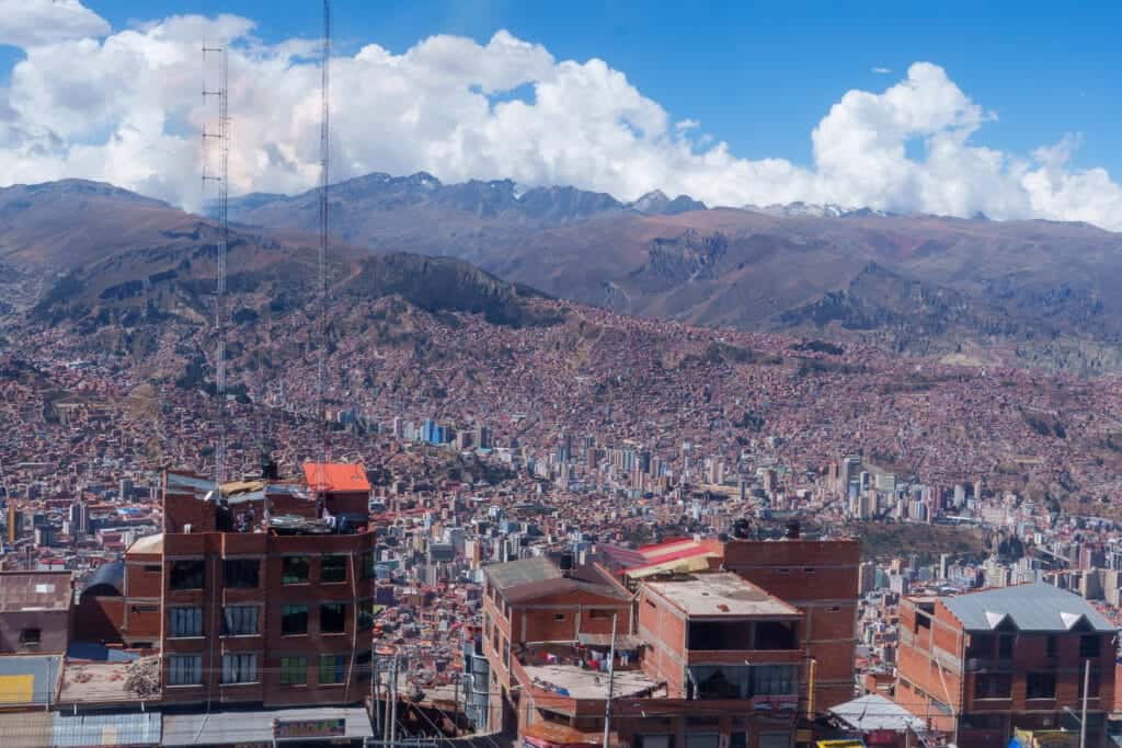 View of La Paz from "El Alto". We can see many buildings and houses that are from La Paz.