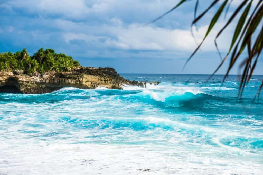 Waves at Nusa Lembongan, Bali, Indonesia.