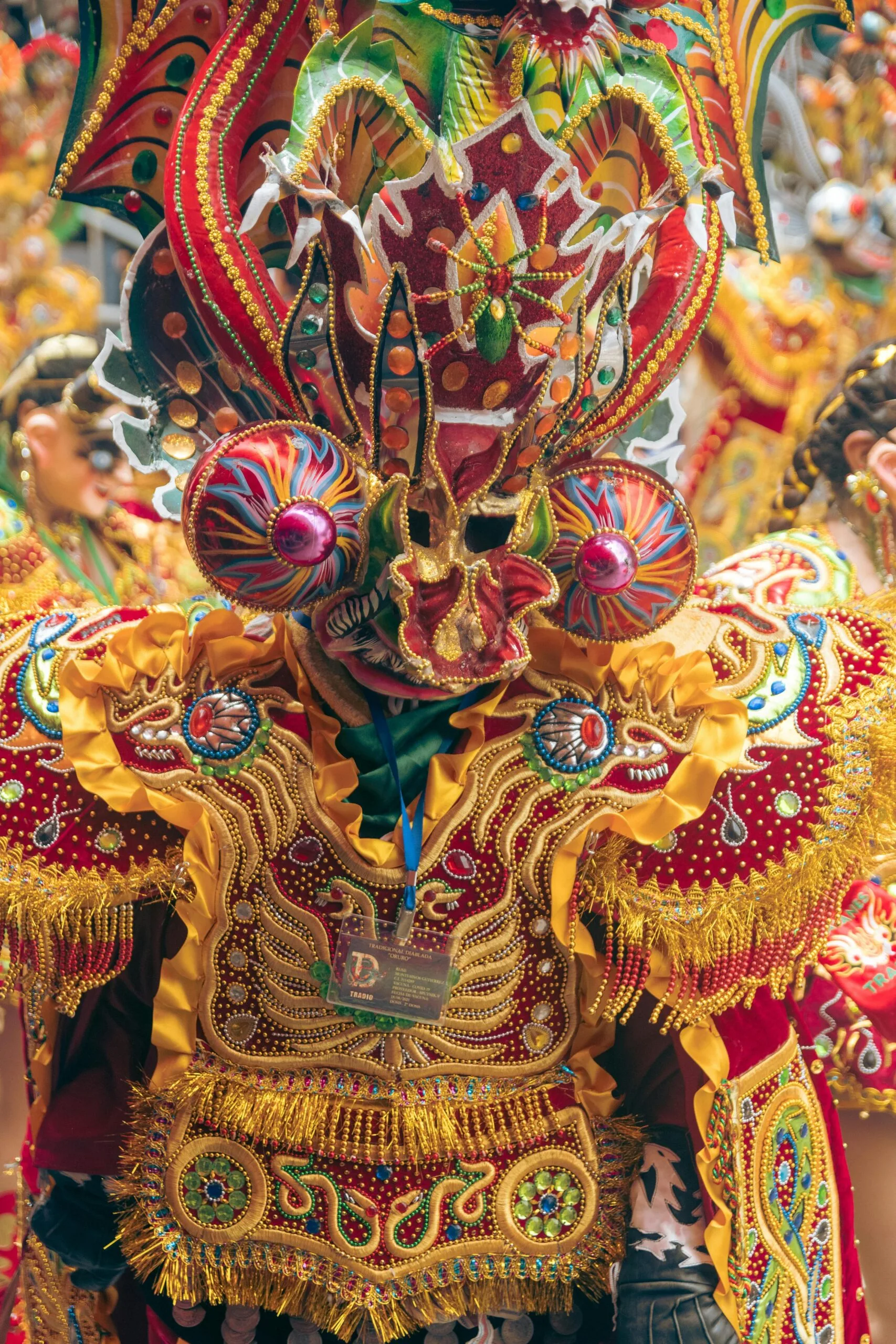 Oruro Festival with great yellow costume.
