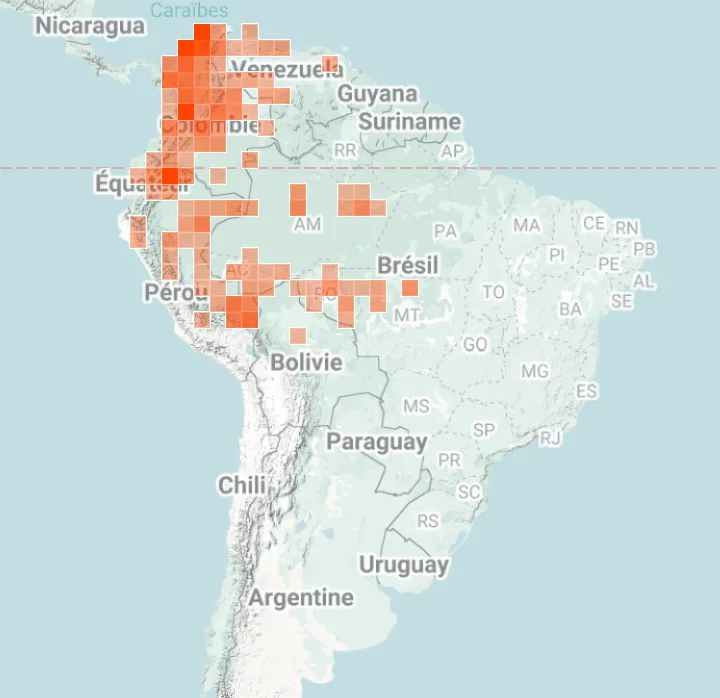 Map of where the Red Howler monkey has been spotted - iNaturalist