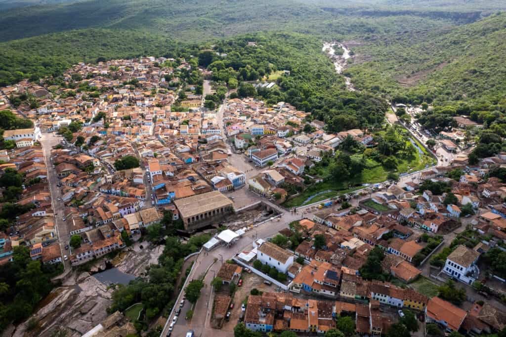 Aerial view of Lencois in the Bahia region, Brazil.
