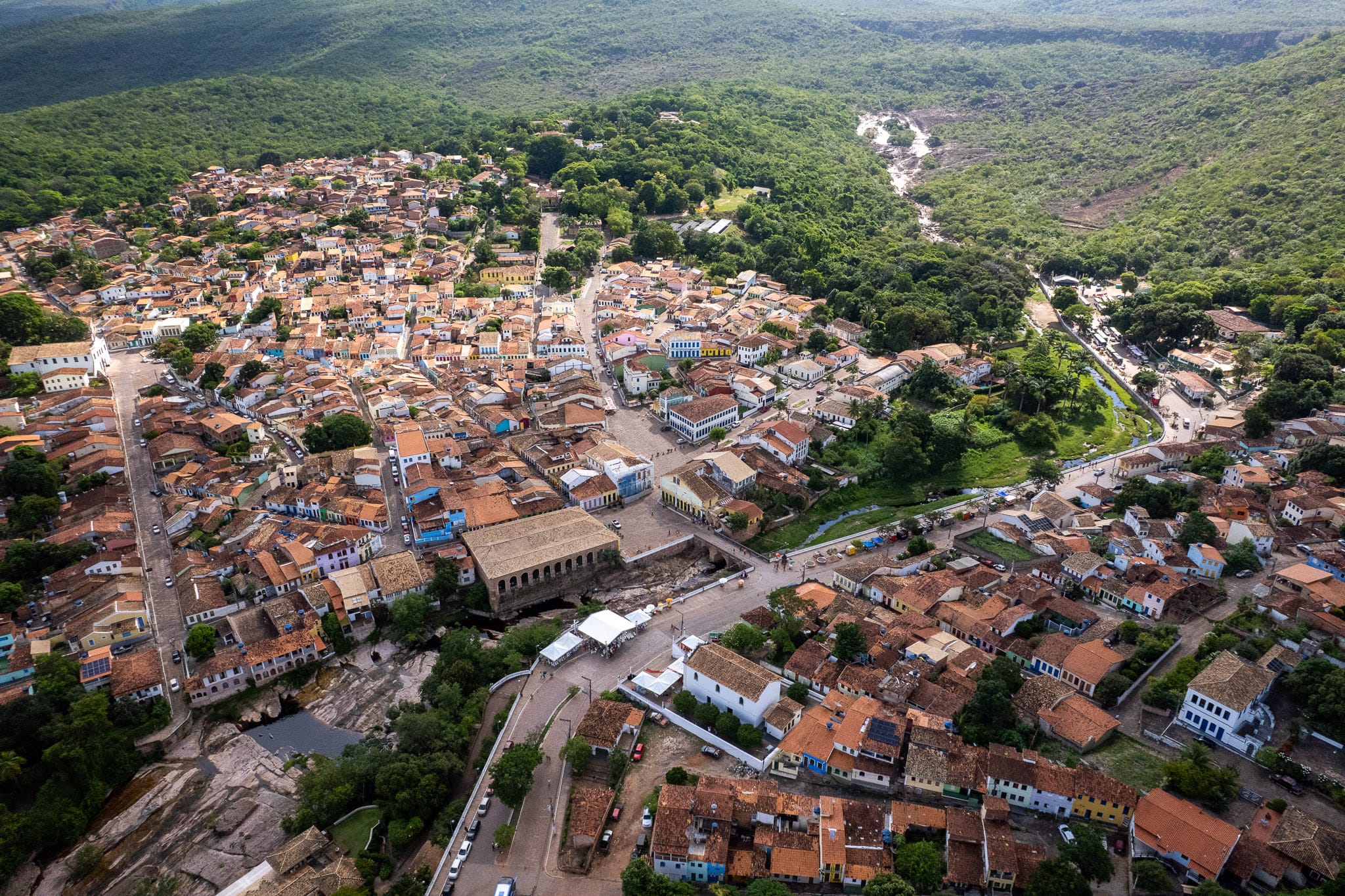 Aerial view of Lencois in the Bahia region, Brazil.