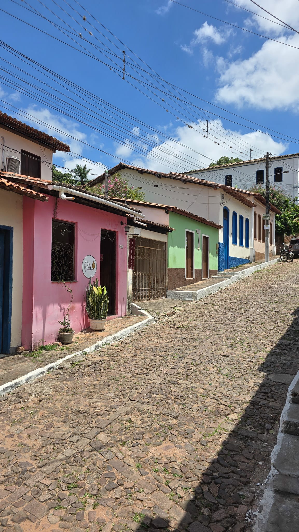street with colorful houses in Lencois, Bahia, Brazil.