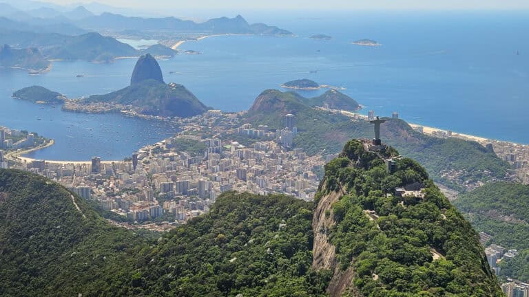 Horizonhugo - Brazil - things to do-6 Aerial view of rio. there is the christ redeemer and the bay of botafogo, with the sugarloaf and niteroi.
