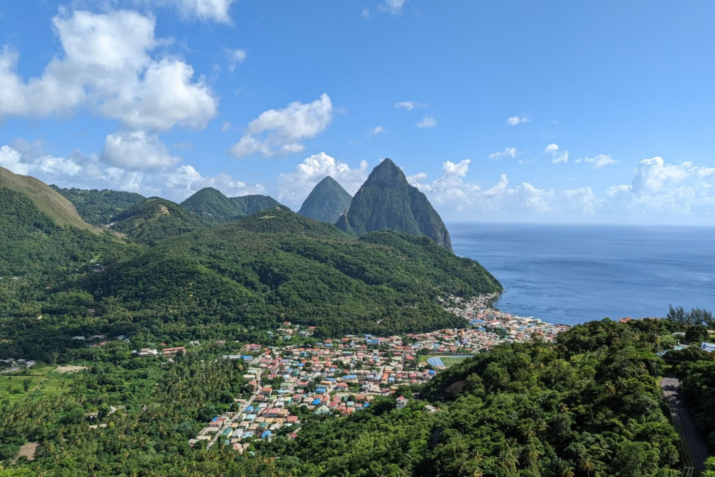 Twin Volcanic Pitons in St Lucia